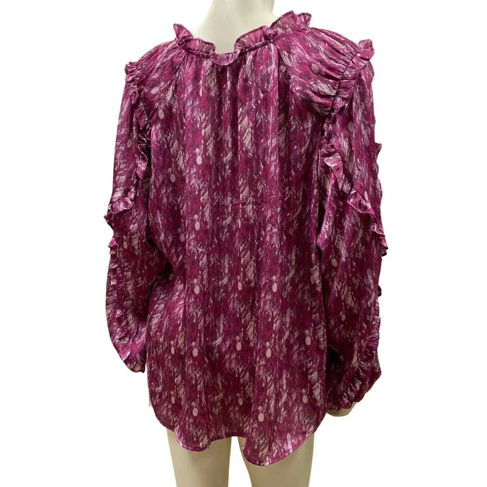 OPHELIA ROE LONG SLEEVE‎ RUFFLE NECK KEYHOLE 1X NWT